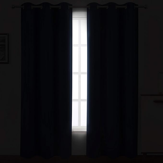 LEMOMO Blackout Curtains 42 x 84 inch/Navy Curtains Set of 2 Panels/Thermal Insulated Room Darkening Bedroom Curtains