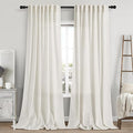 Linen Cream Curtains 118 Inch Extra Long for Living Room Back Tab Light Filtering Semi Sheer Drapes Modern Farmhouse Coastal Decor Cotton Textured Curtain for Floor to Ceiling Window 52x118