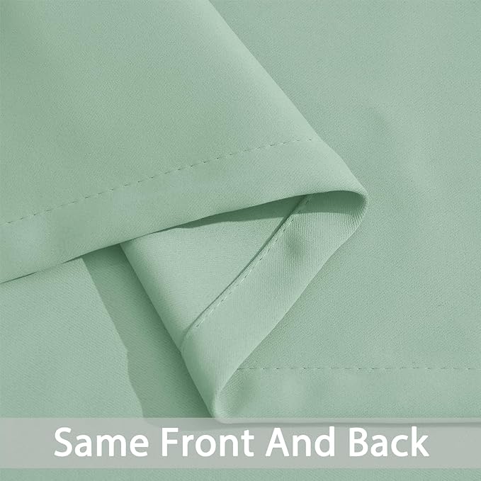 Yakamok Light Sage Green Blackout Curtains with Grommet Green Room Darkening Thermal Insulated Curtain Set of 2 Drapes for Bedroom Living Room, 52W x 96L, Light Sage,2 Panels