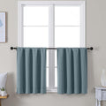 Simplebrand Ava Stone Blue Short 30 Inches Blackout Curtain 2 Panels Set, Half Window Rod Pocket Privacy Curtain Tiers for Kitchen, Curtains Blackout for Bathroom Shades, W30 x L30 Inch, Stone Blue