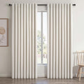 70 Inches Extra Wide Natural Linen Blackout Curtains 84 Inch Long for Living Room 100% Black Out Back Tab Pleated Drapes for Bedroom Winter Thick Window Energy Efficient 70"W x 84"L 2 Panels