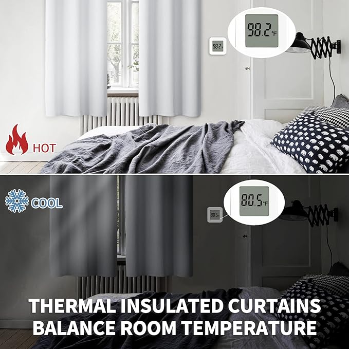 BGment Room Darkening Curtains 54 Inches Long - Grommet Thermal Insulated Drapes Window Treatment Curtains for Bedroom, 2 Panels, 52 x 54 Inch, Greyish White