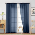 Navy Blue Sheer Curtains 90 Inches Long 2 Panels, Light Filtering Solid Sheer Curtains for Bedroom Living Room, Lightweight Soft Airy Voile Sheer Drapes, Dual Rod Pocket, 2x42Wx90L Inches