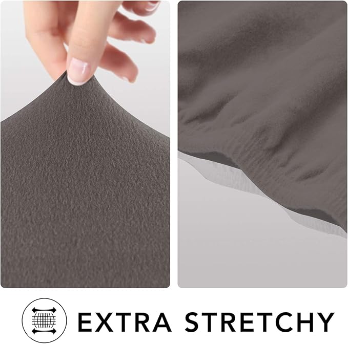 PureFit Super Stretch 4 Seater Sofa Slipcover – Spandex Non Slip Soft Couch Sofa Cover, Washable Furniture Protector with Non Skid Foam and Elastic Bottom for Kids, Pets （XX Large, Taupe）