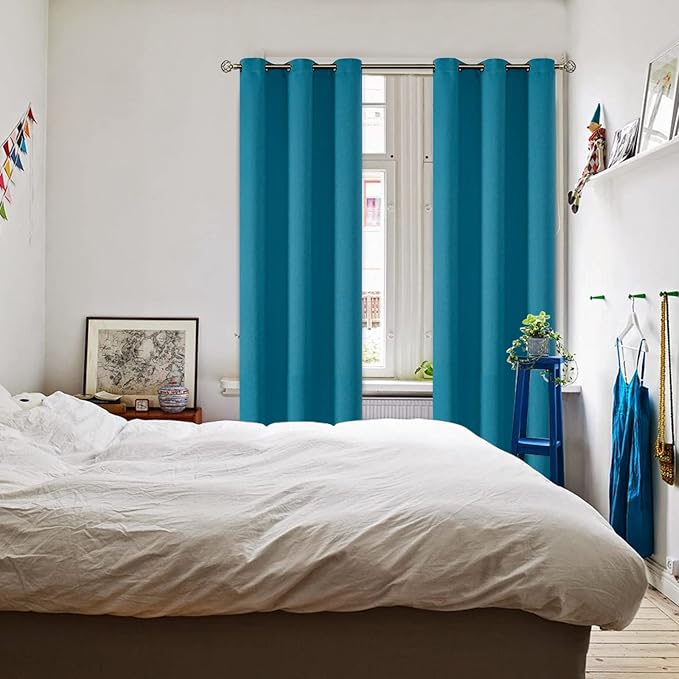 BGment Blackout Curtains - Grommet Thermal Insulated Room Darkening Bedroom and Living Room Curtains, Set of 2 Panels (42 x 84 Inch, Peacock Blue)