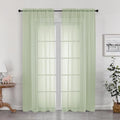 OWENIE Sheer Curtains 72 Inches Long 2 Panels Set, Light Filtering Sheer Curtain Rod Pocket Clear Drapes for Living Room Bedroom Window Sliding Door, Each 42 x 72 Inch, Light Green
