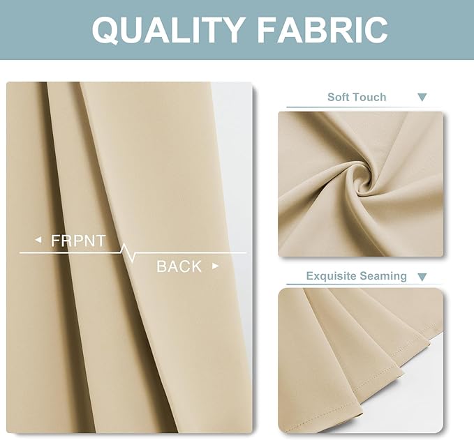 ChrisDowa Blackout Curtains 108 inches Long for Bedroom - 2 Panels Set Grommet Thermal Insulated Room Darkening Curtains for Living Room (Biscotti Beige, 52 x 108 Inch)