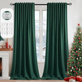 MIULEE Christmas Hunter Green Back Tab Blackout Curtains 108 Inch Long 2 Panels Set for Living Room Bedroom, Rod Pocket/Pinch Pleat Extra Long Thermal Insulated Room Darkening Pleated Window Drapes