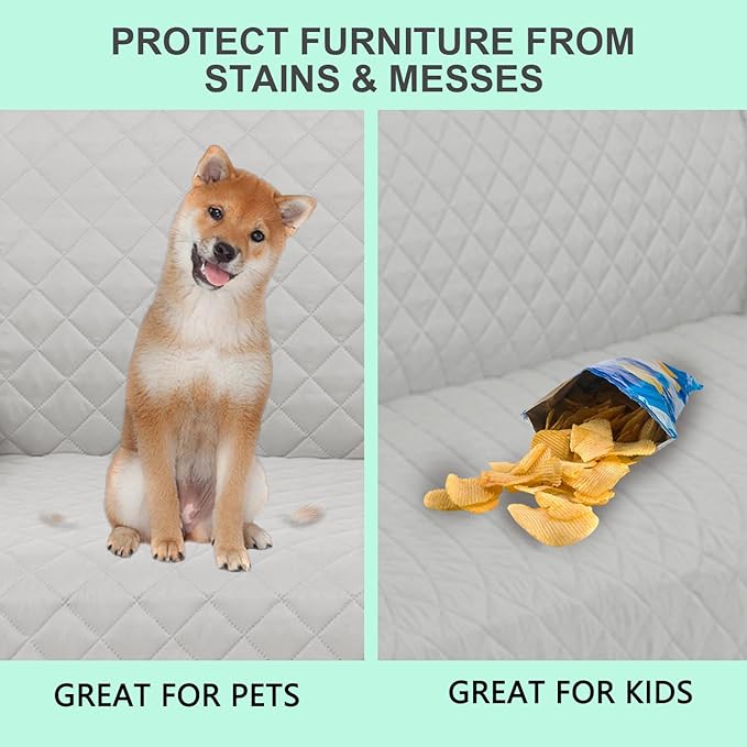 Reversible Oversized Sofa Covers Couch Cover Furniture Protector for Dogs Elastic Straps Water Resistant(XLSofa Light Grey/Light Grey)