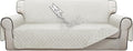 ISSUNTEX Double Protection 100% Waterproof Sofa Covers for Living Room, Reversible Couch Covers for 3 Cushion Couch Sofa, Furniture Protector Sofa Cover for Pets (X Large, Ivory/Ivory)
