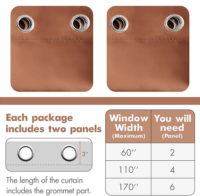 MIULEE Blackout Curtains 96 Inches Long for Bedroom Living Room Thermal Insulated Room Darkening Grommet Top Solid Light Blocking Drapery Set of 2 Window Panels Terracotta