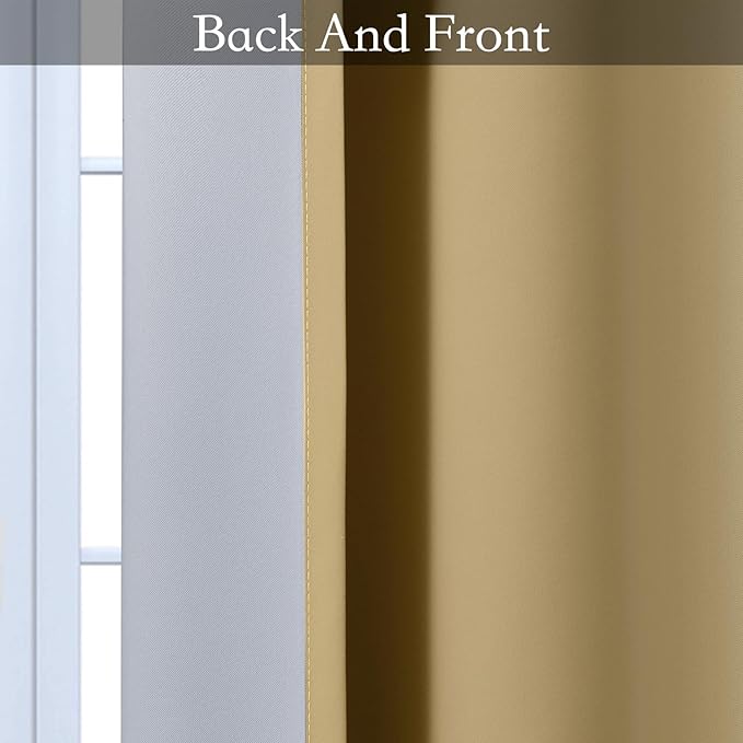 SimpleHome Ombre Room Darkening Curtains 96 inches Length for Bedroom,Grommet Gradient Light Blocking Beige Gradient Window Curtains for Living Room,2 Panels, 52x96 inches