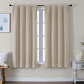 Simplebrand Ava Biscotti Beige Blackout Curtains for Bedroom 63 Inch Length 2 Panels Set, Solid Thermal Insulated Energy Saving Rod Pocket Window Treatment Curtains Blackout Drapes, W40 x L63 Inch