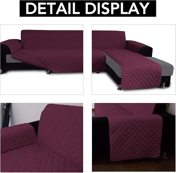 Easy-Going L Shaped Sofa Slipcover Sectional Couch Cover - Reversible, Pet & Kid Friendly (Large, Wine/Wine)