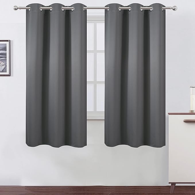 LEMOMO Grey Blackout Curtains 42 x 63 Inch Length/Set of 2 Curtain Panels/Thermal Insulated Room Darkening Blackout Curtains for Bedroom
