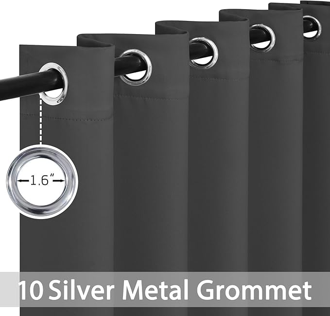Yakamok 84 Inch Long Blackout Curtains for Bedroom, Thermal Insulated Room Darkening Curtains, Light Blocking Blackout Drapes for Living Room- 2 Panels,62x84 Inch, Charcoal Grey