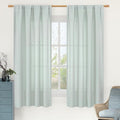 LAMIT Linen Curtains 63 Inch for Bedroom, Light Filtering Neutral Semi Sheer Window Treatment Farmhouse Curtains Rod Pocket Panels for Living Room/Dining Room, 2 Panels, 42 x 63 Inch, Light Blue