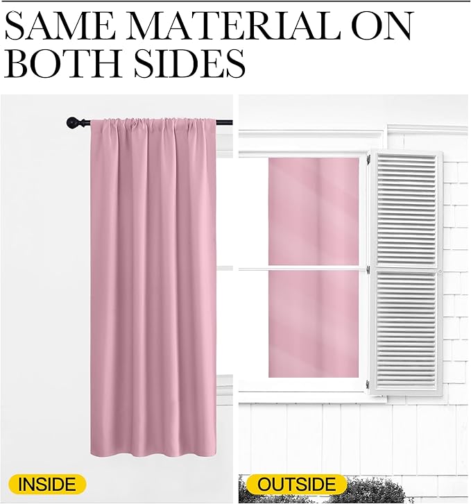 NICETOWN RV Blackout Curtains for Camper Windows, Rouge Pink, 42" x 36", Set of 2, Kitchen Curtains, Short Blackout Drapes, Thermal Insulated Rod Pocket Window Treatment Draperies for Nursery