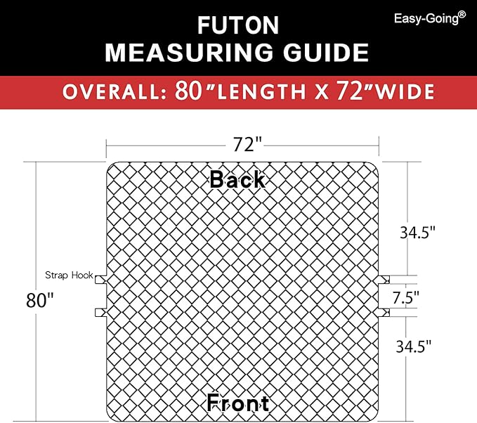 Easy-Going Futon Slipcover - Reversible Sofa Cover, Armless, Water Resistant - Protects Furniture from Pets & Kids (Orange/Black)
