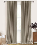 100% Blackout Shield Linen Blackout Curtains for Bedroom 108 Inches Long, Back Tab/Rod Pocket Living Room Drapes, Thermal Insulated Blackout Curtains 2 Panels Set, 50" W x 108" L, Faux Linen