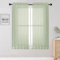 OWENIE Sheer Curtains 63 inch Length 2 Panels Set, Rod Pocket Voile Fimly Sheer Drapes for Living Room/Bedroom, 2pcs, Each 42" W x 63" L, Light Green
