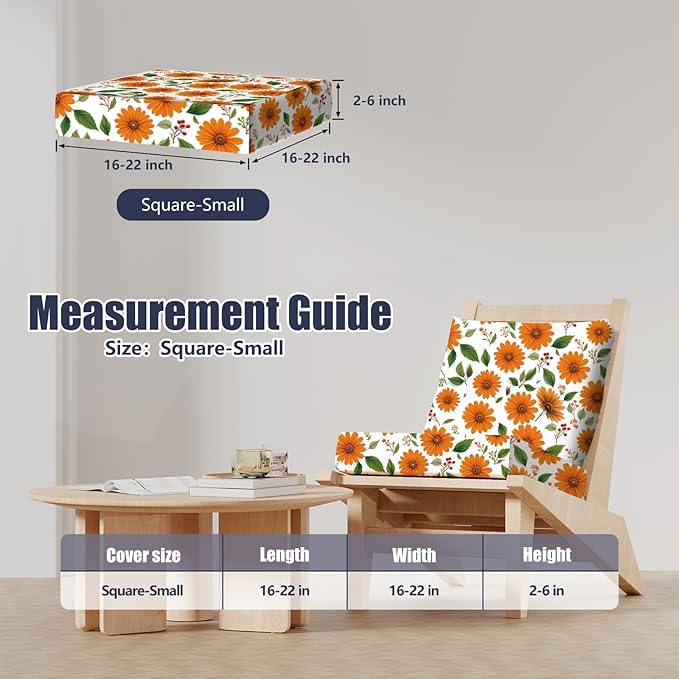 8Pcs Stretch Patio Cushion Covers, Outdoor Couch & Sofa Replacement Slipcovers for Patio Furniture Cushion Covers, Washable Reusable Furniture Protector