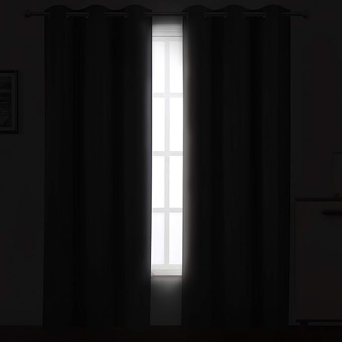 LEMOMO Grey Thermal Blackout Curtains/42 x 84 Inch/Set of 2 Panels Room Darkening Curtains for Bedroom