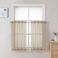 Chyhomenyc Taupe Sheer Curtains 30 inch Length 2 Panels, Light Filtering Voile Rod Pocket Short Window Curtians for Bathroom Living Room Farmhouse Small Windows, 42Wx30L inches