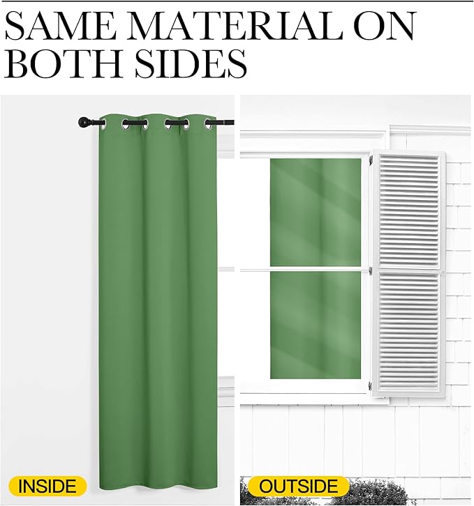 NICETOWN Froest Green Blackout Curtains 68 inches Length for Living Room, 2 Panels, 55" Wide, Thermal Insulated Decoration Drapes for Bedroom Window