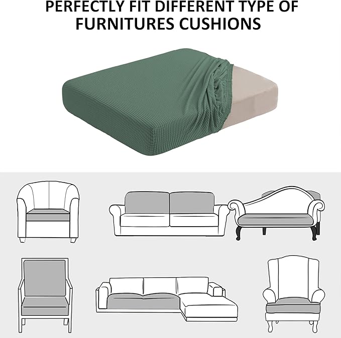Water-Repellent Sofa Cushion Slipcovers Couch Cover, Couch Cushion Cover for Camper Dinette, Pet Furniture Protector Loveseat Cushion Cover (Medium, Matcha Green)