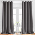 NICETOWN Grey Bedroom Curtains Blackout 96 inches Long, Grommet Energy Saving Thermal Drapes Room Darkening Sound Dampening Window Treatments for Living Room, W52 x L96, 2 Panels