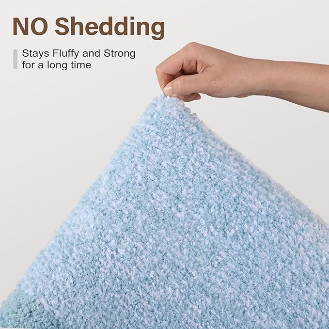 Bathroom Rugs 30x20 Non Slip Washable, Light Blue Bath Mat for Bathroom Floor Tub, Soft Absorbent Quick Dry Mats for Shower, Bathtub,Home Decor