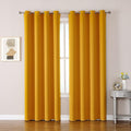 ChrisDowa Grommet Room Darkening Curtains for Bedroom and Living Room - 2 Panels Set Thermal Insulated Blackout Curtains (Mustard Yellow, 52W x 84L)