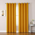 ChrisDowa Room Darkening Curtains 120 Inches Long 2 Panels Set for Living Room, Grommet Thermal Insulated Blackout Curtains for Bedroom (Mustard Yellow, 52 x 120 Inch)