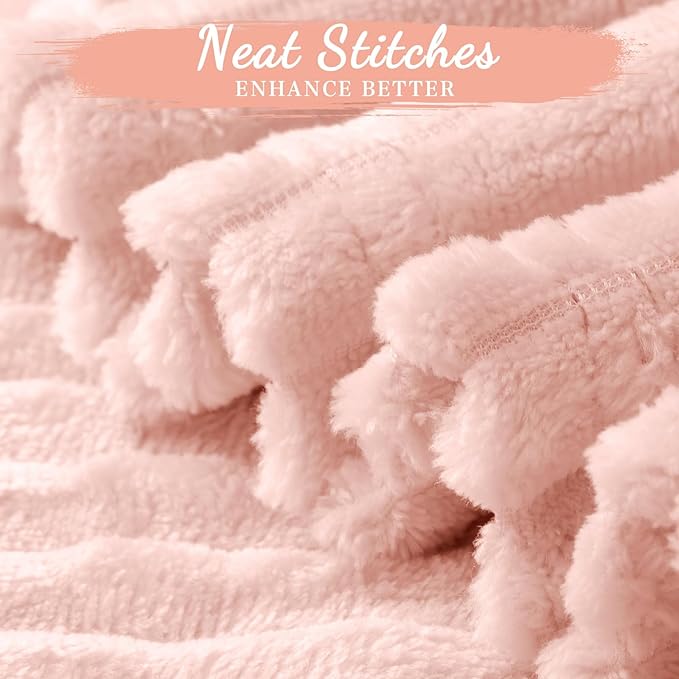 Buryeah 12 Pcs Flannel Throw Blanket Bulk 50 x 60 in Sleepover Blanket Outdoor Wedding Throw Lightweight, Oeko-tex Standard 100 Certified for Sofa Homeless Gifts (Pastel Pink)