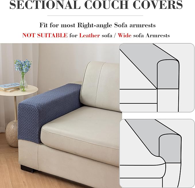 2Pcs Couch Arm Covers, Armrest Cover for Sofa, Sofa Arms Covers Washable Arms with Twist Pins Soft,Skin-Friendly for Pets (Texture Brown, Armrest Cover)