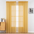 MIULEE 2 Panels Solid Color Sheer Window Curtains Elegant Window Voile Fall Panels/Drapes/Treatment for Bedroom Living Room (54 X 84 Inches Gold)