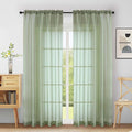 Extra Wide Sage Green Sheer Curtains 90 Inches Long 2 Panels, Light Filtering Lightweight Solid Sheer Curtains for Living Room, Window Voile Sheer Drapes, Dual Rod Pocket, 2x59Wx90L Inches