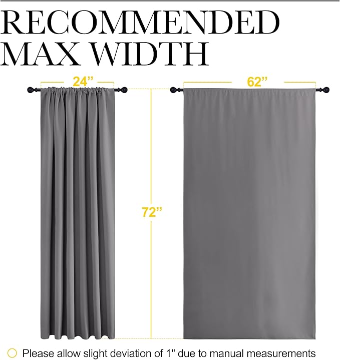 NICETOWN Blackout Curtain Panels for Window - Thermal Insulated Rod Pocket Blackout Drapes/Draperies for Dining Room (2 Panels, W62 x L72 inches, Grey)