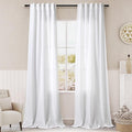 White Linen Curtains 84 Inches Long for Bedroom Back Tab Light Filtering Privacy Sheer Curtains Modern Farmhouse Coastal Decor White Cotton Textured Gauze Curtain for Living Room 2 Panel Set 36x84