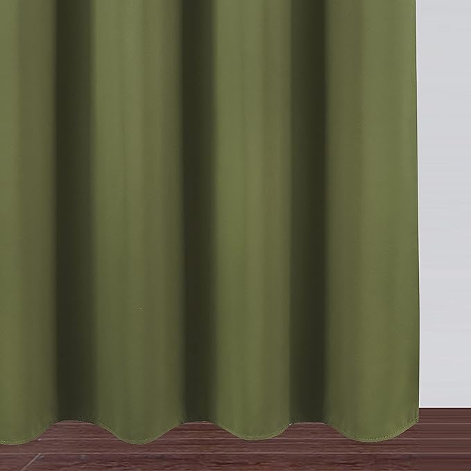 LEMOMO Olive Green Thermal Blackout Curtains/52 x 72 Inch/Set of 2 Panels Room Darkening Curtains for Bedroom