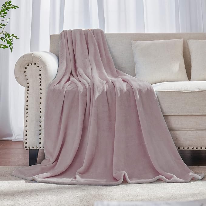 Dusty Rose Pink Throw Blanket Fleece Blanket 50"x60",Super Soft Cozy Plush Throw Blanket for Couch Sofa Bed,Warm and Lightweight Bed Blankets for Adults