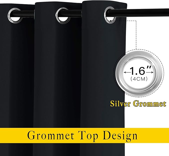 NICETOWN Black Out Cafe Curtains 48 inch Long 2 Panels Burg - Solid Thermal Insulated Grommet Light Reducing Curtains & Drapes for Bathroom/Nursery (W37 x L48, 2 Panels)