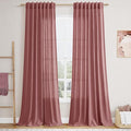 Canyon Rose Linen 112 Inch Curtains for Living Room Light Filtering Semi Sheer Curtain Back Tab Modern Farmhouse Decor Elegant Girl Drapes Floor to Ceiling High Window for Bedroom 52x112, 2 Panels