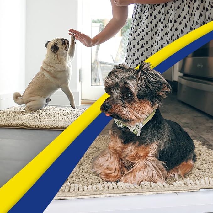 Muddy Mat® | Super Absorbent Door Mat Indoor, Microfiber Quick Dry Chenille Entryway Rug, Non-Slip Front Door Mat, Indoor Mats for Entryway, Machine Washable Pet Rug, Beige XXL 60"X48"