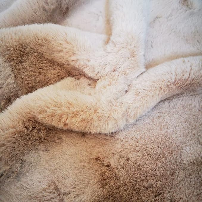 Ghouse Ultra Soft Faux Rabbit Fur Rug 2x3, Machine Washable Area Rugs for Bedroom Fluffy Rugs for Living Room, no-Shedding Carpet Sheepskin Rug Light Brown Beige
