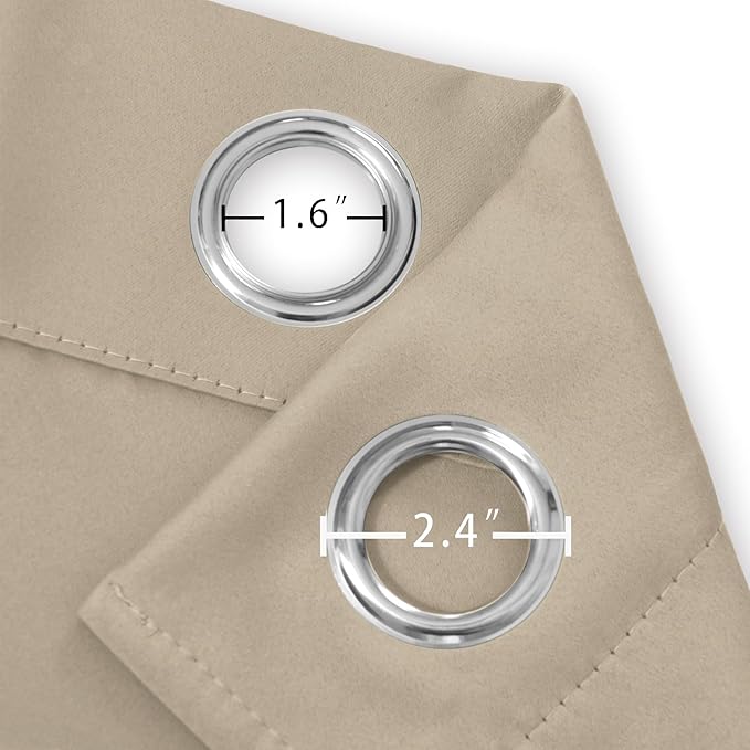 LEMOMO Khaki Thermal Blackout Curtains/42 x 84 Inch/Set of 2 Panels Room Darkening Curtains for Bedroom