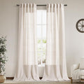 Beige Flax Linen Curtains 90 Inches Long for Bedroom 2 Panels Back Tab Loop Pocket Privacy Neutral Semi Sheer Curtains Country Rustic Farmhouse Light Filtering Drapes for Living Dining Room 40x90