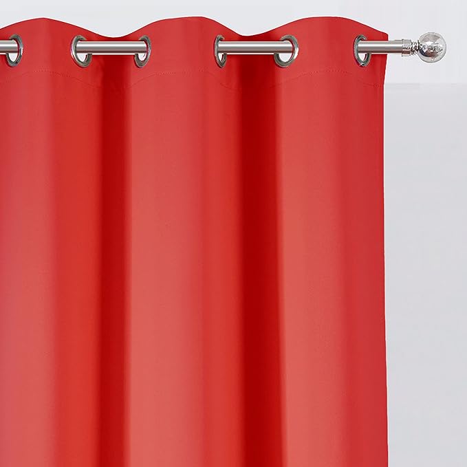 LEMOMO Blackout Curtains 38 x 84 inch/Bright Red Curtains Set of 2 Panels/Thermal Insulated Room Darkening Bedroom Curtains