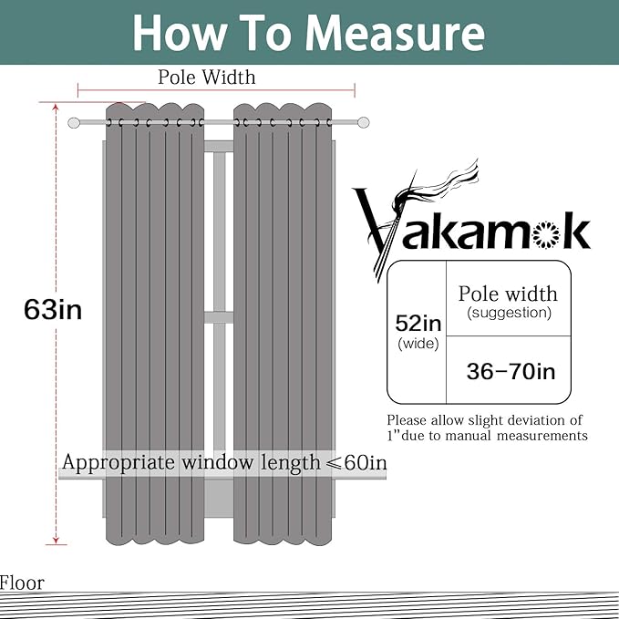 Yakamok Blackout Curtains for Bedroom,Grommet Thermal Insulated Room Darkening Curtains for Living Room, Set of 2 Panels (52 x 63Inch, Sky Blue)